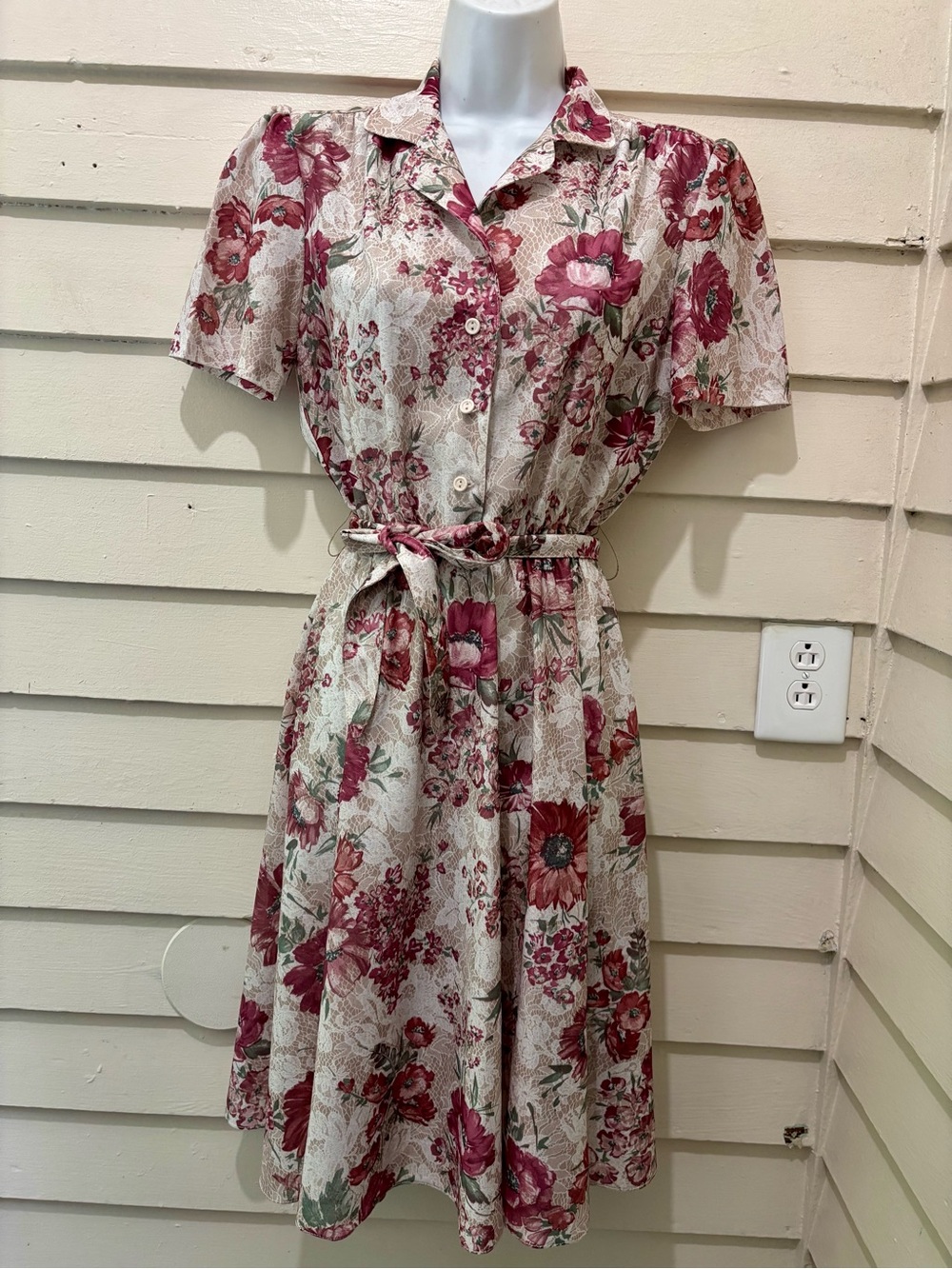 Vintage California Looks 80s 90s Floral Button Up Shirt Dress